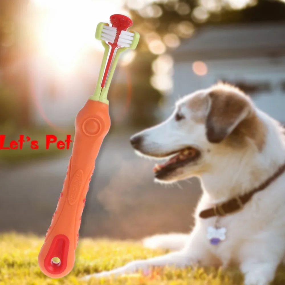 

Let's Pet Pet Toothbrush Three Head Plus Brush Teeth Breathe Care Dogs Cats Mouth Cleaning