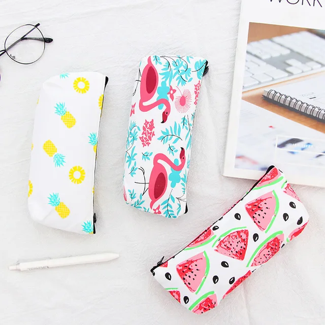1pcs Flamingos Doodle School Supplies Pencil Case Kawaii Student 1pcs Flamingos Doodle School Supplies Pencil Case Kawaii Student Cosmetic Bag For Women Office
