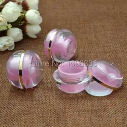 Розовый сфере Jar 5 г, Круглый акриловый косметический крем упаковка Jar, пустые косметические контейнера, 5 г розовая баночка, 100 шт./лот