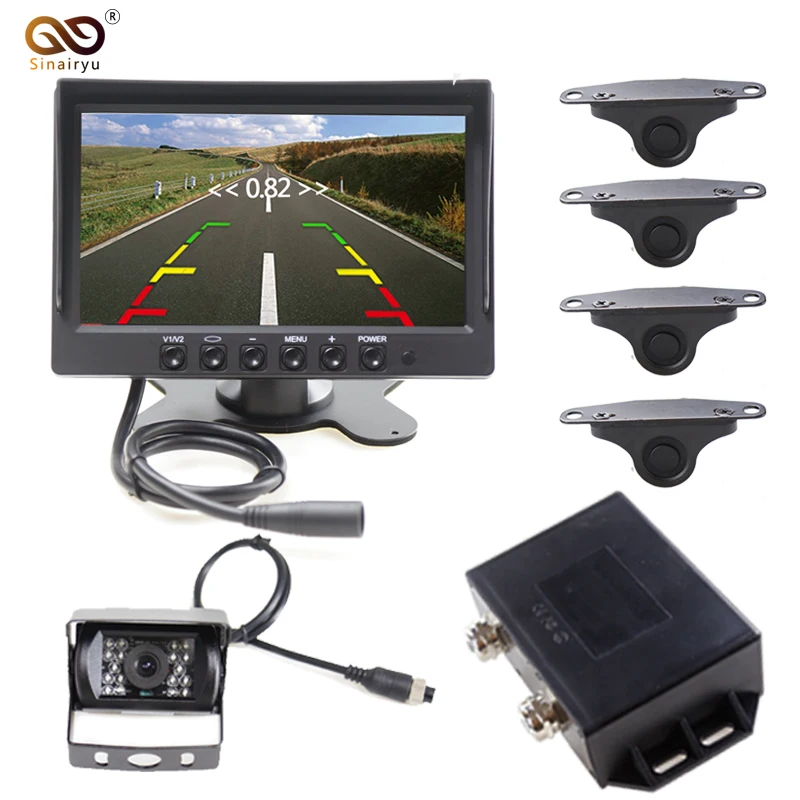 

Sinairyu 3in1 DC 12V/24V 7" Car Parking Monitor with Rear View Camera and Radar Sensor For Bus Trucks and Special Vehicles