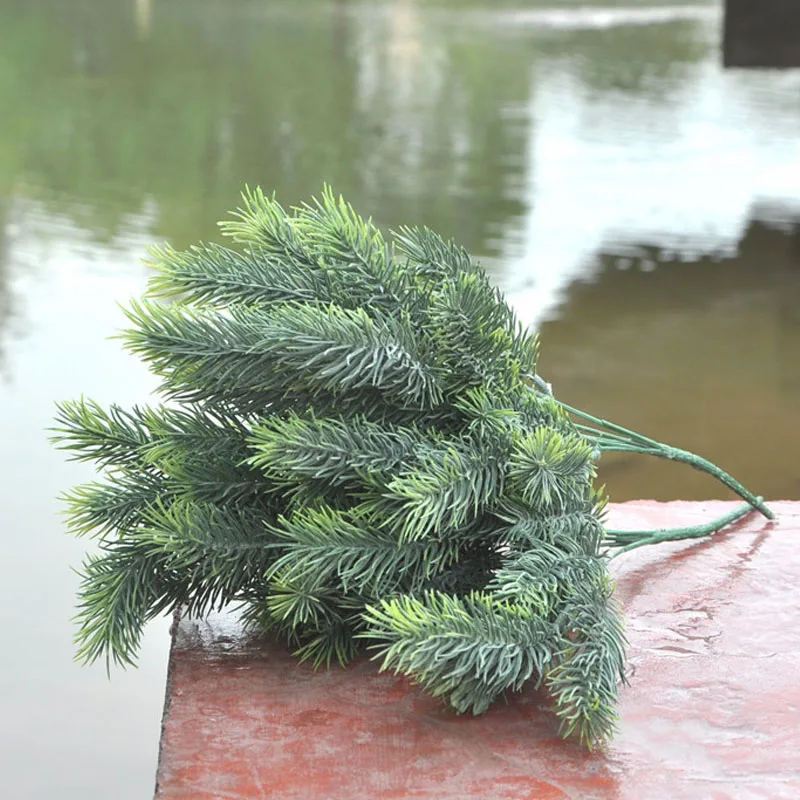 Artificial Pine tree branches Christmas plastic flower arrangement DIY