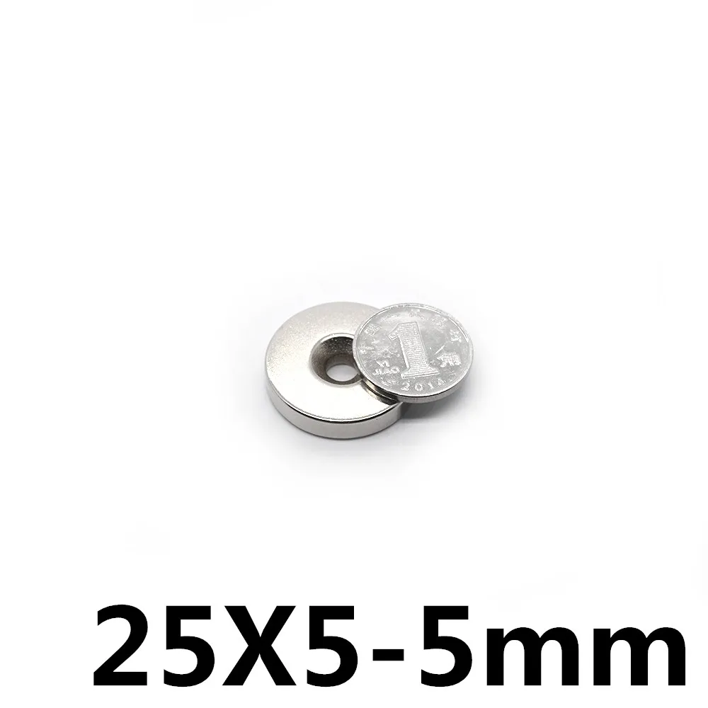 

2pcs 25 x 5 mm Hole 5 mm Super Strong Ring Loop Countersunk Magnet Rare Earth Neo Neodymium Magnets Cylinder 5mm