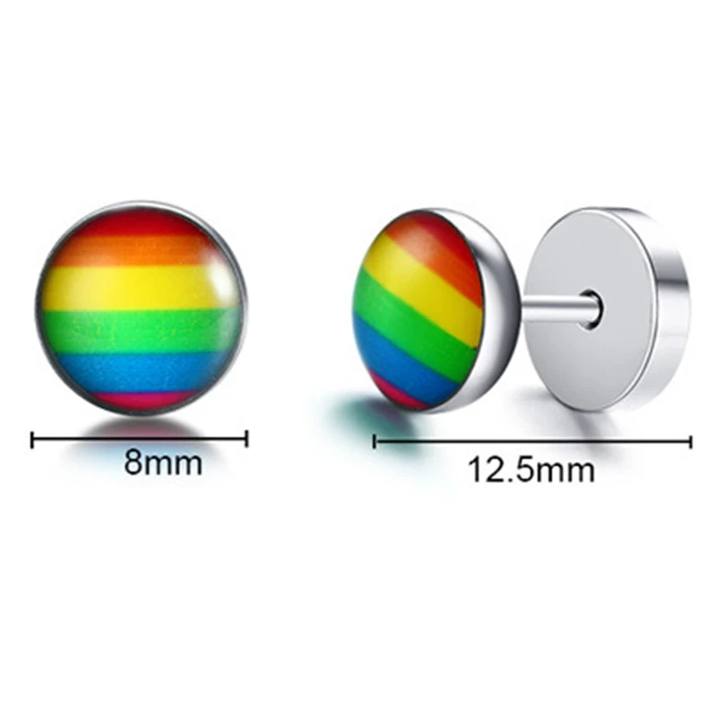 Панковские мужские серьги-гвоздики из нержавеющей стали, радуга, гей, гантели, мужские серьги, модные мужские ювелирные изделия