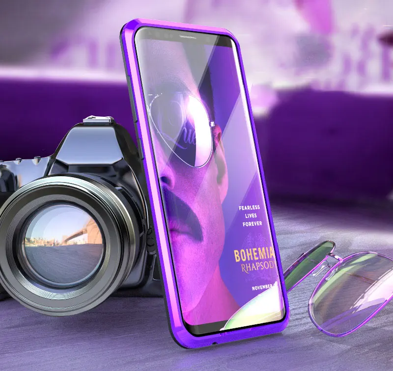 BFOLLOW передний и задний 5D изогнутый стеклянный чехол для samsung Galaxy S9 Plus/S9 Note 9 Магнитный 360 Полный корпус алюминиевый металлический чехол