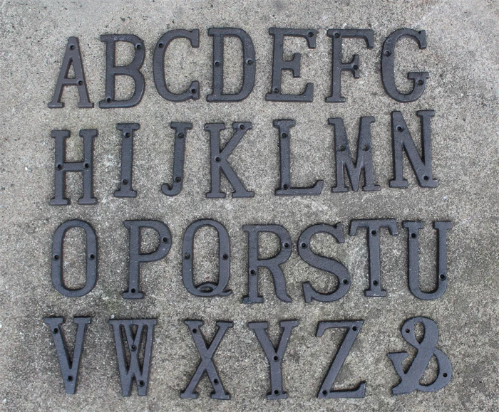 

40 Rustic Cast Iron letter Alphabet A-Z, 0-9, &, Antique Metal House Door Numbers Numerals Letters Home Wall Mount Decoration