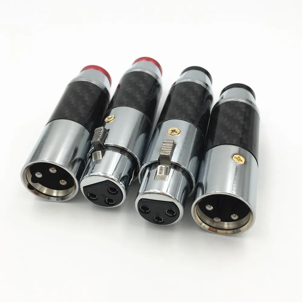 1 компл. Высококачественного углеродного волокна 3Pin XLR штекер + гнездо баланс
