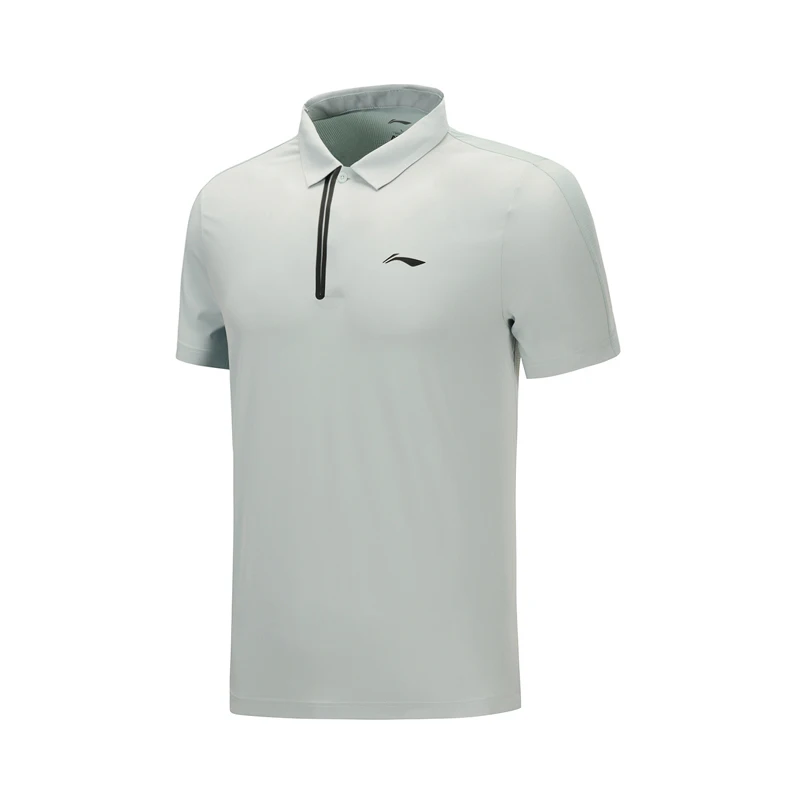 Li-Ning, мужские тренировочные футболки поло с коротким рукавом, 86% полиэстер, 14% спандекс, спортивные футболки с подкладкой, обычная посадка, футболки APLP027 MTP498 - Цвет: APLP027-4H