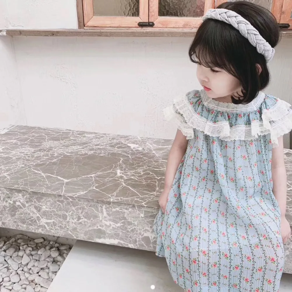 

baby girls clothes 2019 summer new design kids girls dresses Floral pattern with lace sweet and soft baby girls dress