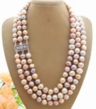 

03281 3Strds Bead-Nucleated Pearl Necklace