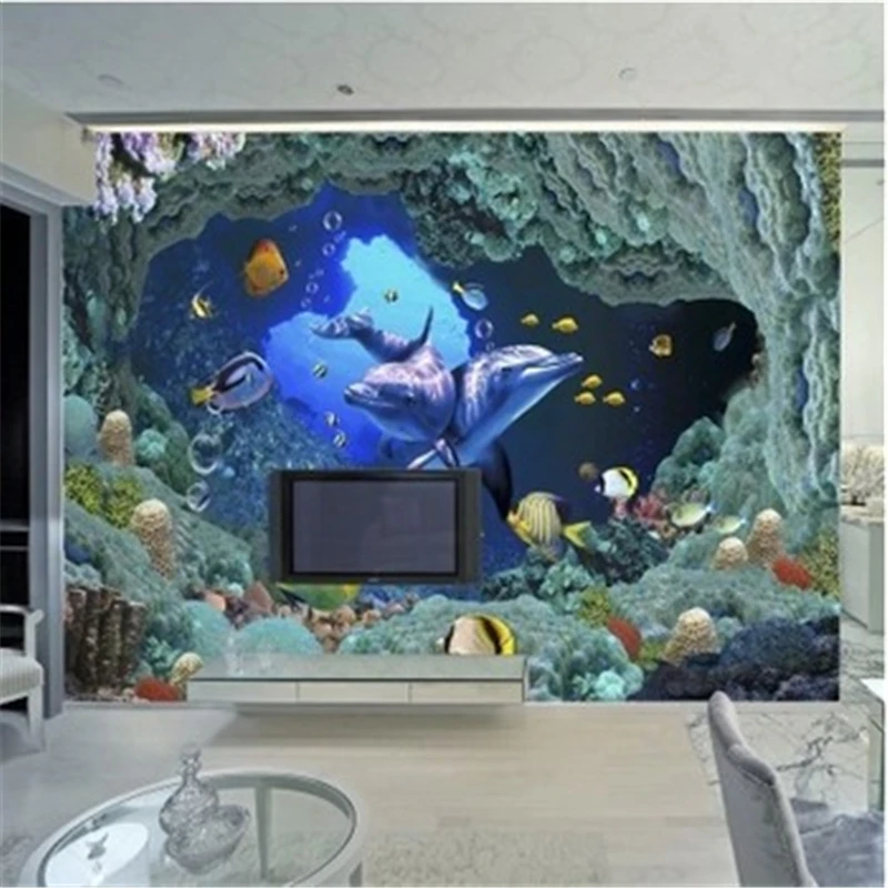 Обои 3D стереоскопические обои для гостиной ТВ фон подводного мира 3d росписи|mural
