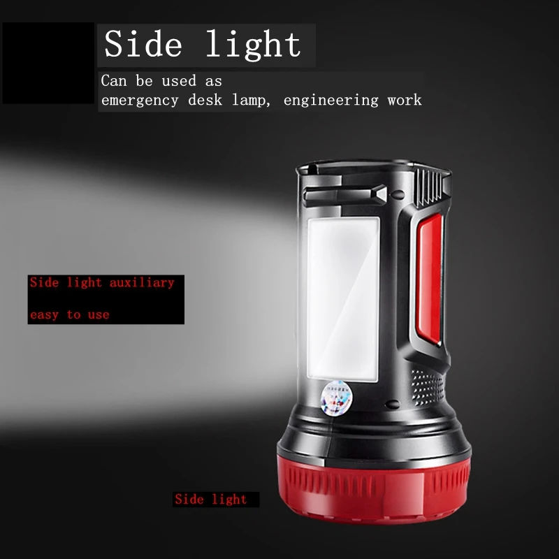 Поисковый светильник, боковой светильник ing, походный светильник, перезаряжаемый аккумулятор, супер дальность 500-800 метров, уличный светодиодный фонарь, водонепроницаемый