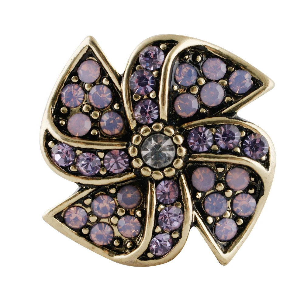 Buy 10pcs/lot Snap Jewelry Flower snap gold with