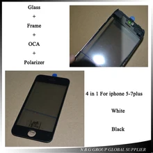 10 шт. лучшее для iPhone 5 5S 5c 6 6s 7 plus переднее стекло с рамкой с поляризатор для пленки ОСА 4 в 1 ЖК-экран ремонт внешнего стекла часть
