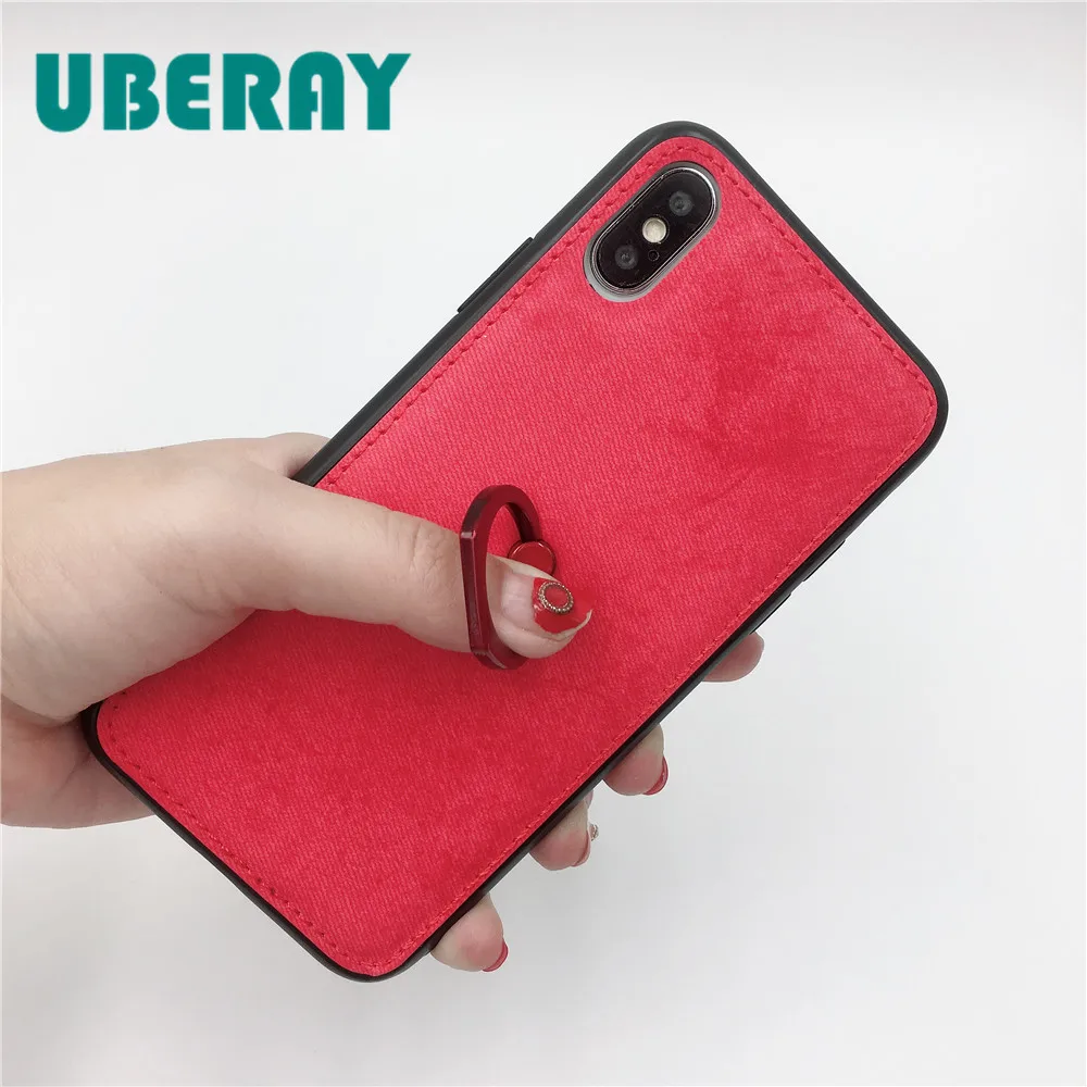 

UBERAY Phone Ring Holder Case Cover For iPhone 7 8 Plus iPhone XS Max X XR XS 6 6S 7 8 Plus Simple Business Cover Hard Coque