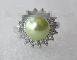 2275 круглый зеленый south sea shell pearl ring