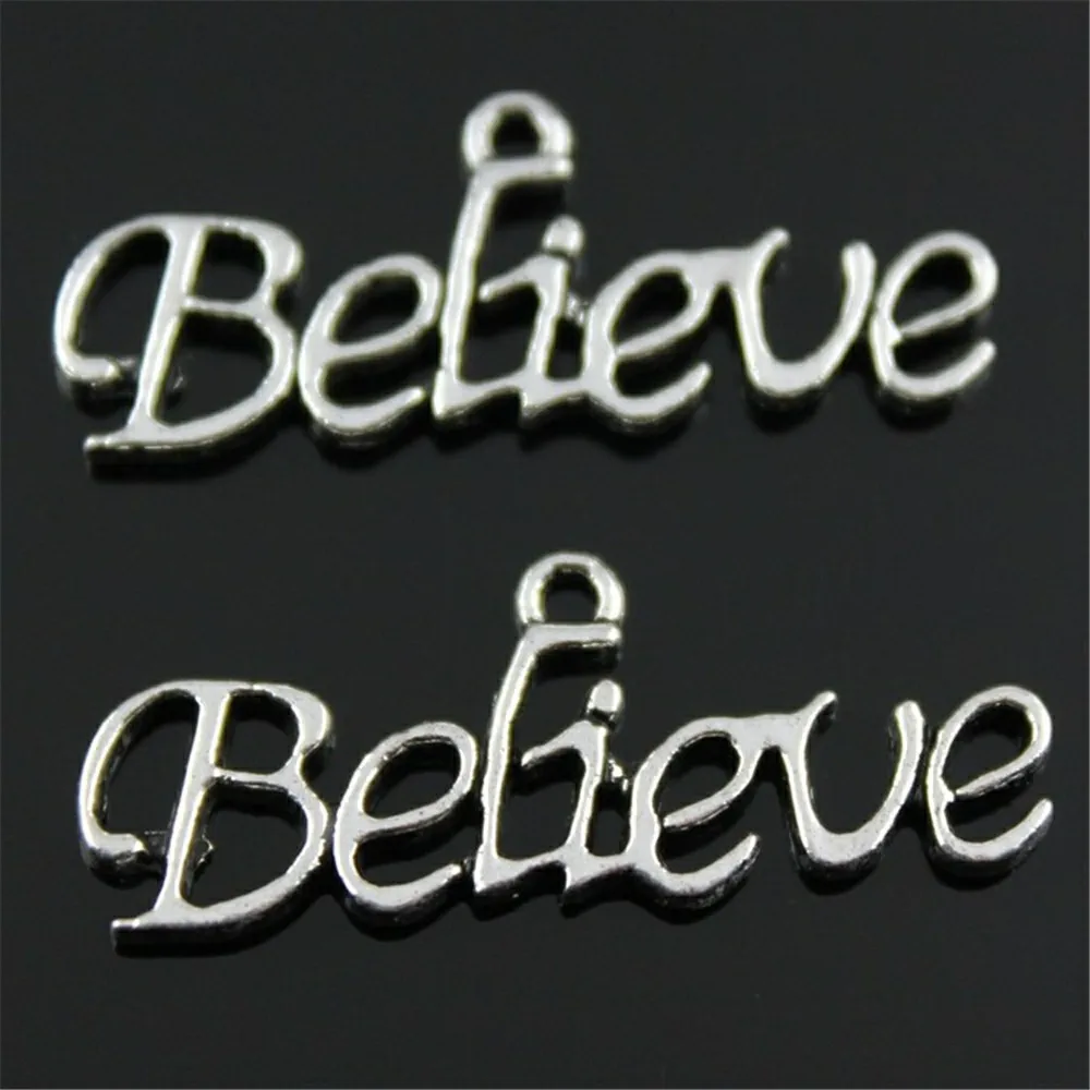 

15pcs Charm Believe Believe Pendant Charms For Jewelry Making Antique Silver Word Believe Charms 13x33mm