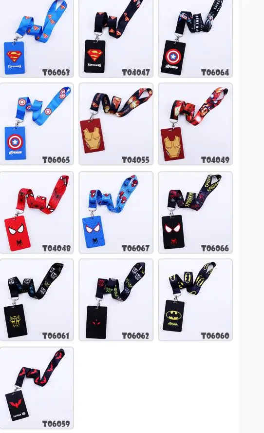 

Retail 1 pcs New avengers batman Named Card Holder Identity Badge with Lanyard Neck Strap Card Bus ID Holders With Key Chain