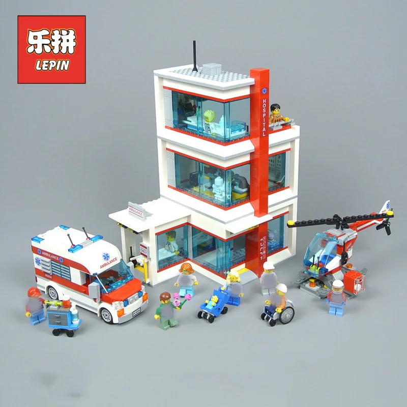 

Lepin 02113 New City Hospital Set Ambulance Compatible with 60204 Model Building Blocks Bricks Kits Kids Funny Role Play Toys