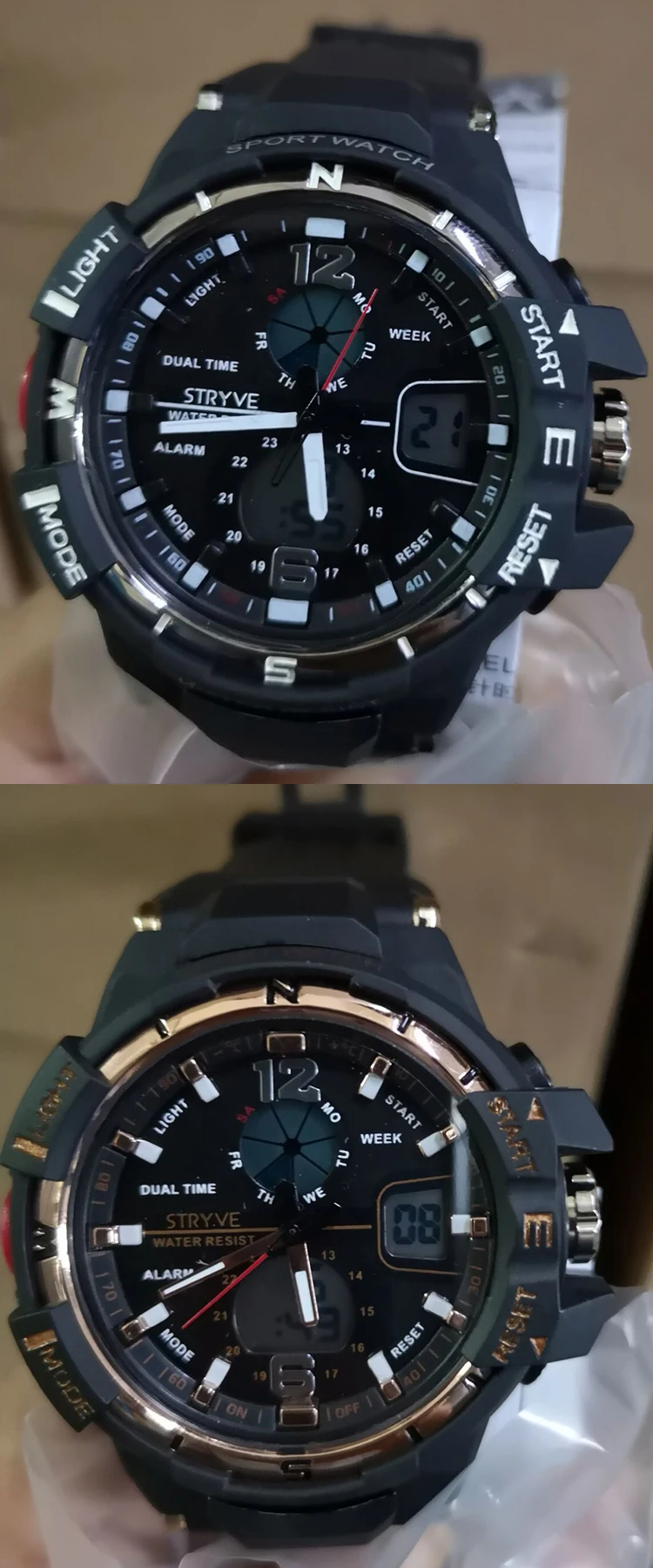 Stryve Элитный бренд военные часы индикатор второго часового пояса Кварц Led мужской часы будильник Водонепроницаемый Для мужчин спортивные