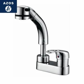 

Azos Pull-out Faucet Rotatable Mixing Valve Brass Chrome Cold and Hot Switch Two Function Continental Basin Shower Room Single H