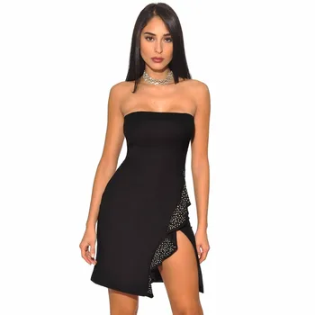 

2019 Mini Dress Sexy Celebrity Backless Elegant Ruffles Women Strapless Night Club Sleeveless Body con Party Dresses Wholesale