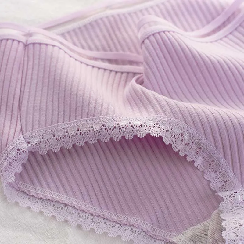 Women's Cotton Panties Female Striped Breathable Briefs Sexy Lace Decoration Underwear Women Plus Size L XL XXL Lingerie Intimates  (13)