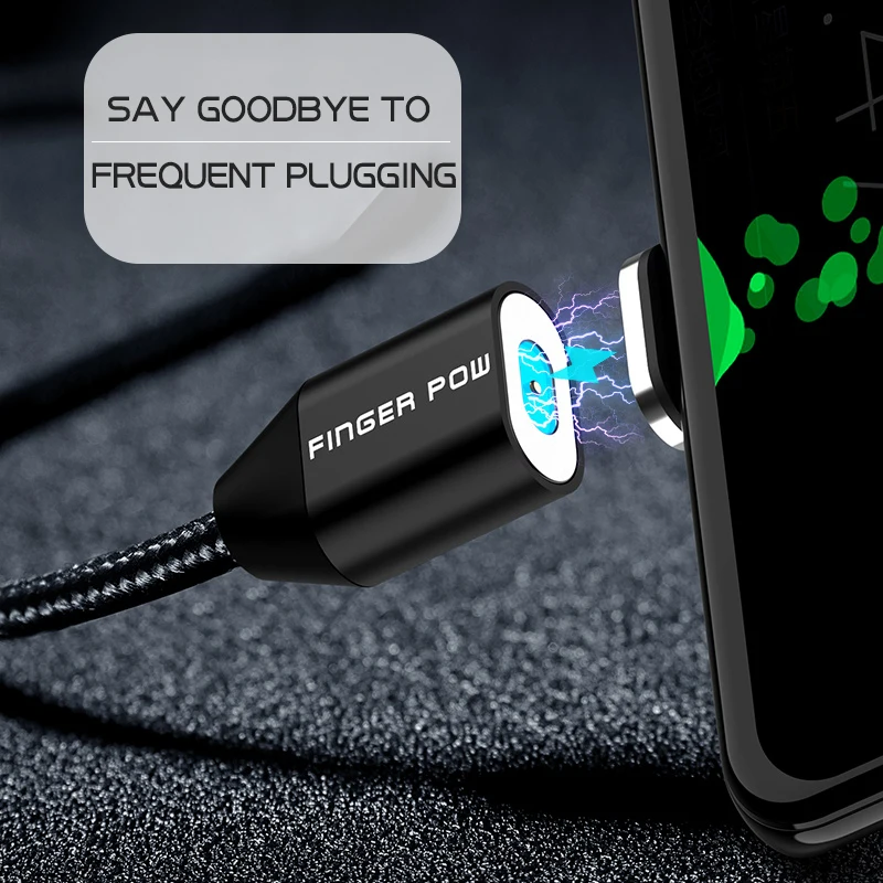 Fingerpow 1100 мАч Мини банк питания для iPhone/Android/Type C Магнитный USB кабель зарядки данных