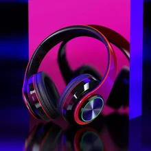 Bluetooth Наушники накладные, беспроводная гарнитура с микрофоном и холодный светодиодный светильник, Портативный и складной, шумоподавляющий стерео