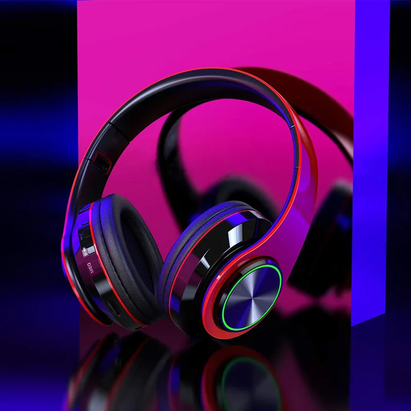 Bluetooth наушники беспроводная гарнитура с микрофоном и крутой светодиодной