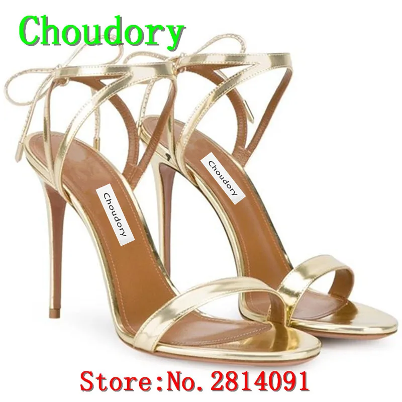 Choudory Solid Ankle Strap Lace-Up Solid Sexy Summer Shoes Woman High Heels Leather Sandals Women New Fashionable Ladies Shoes