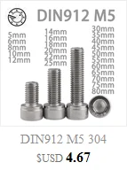 Метрическая резьба DIN912 M4 304 из нержавеющей стали с шестигранной головкой, винтовые болты M4*(4/5/6/8/10/12/14/16/18/20/22/25/30 /35/40/45/50