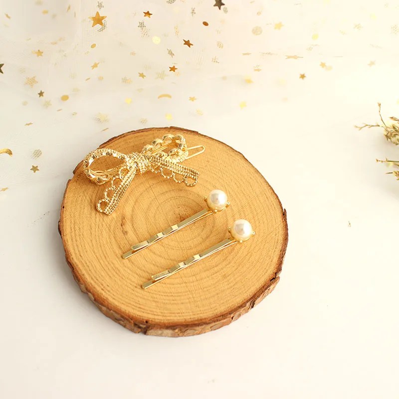 SANSUMMER осень зима стиль мода сплав гальваническое покрытие Ретро кружево Бант Жемчуг Шпилька Набор темпераментное украшение 5812