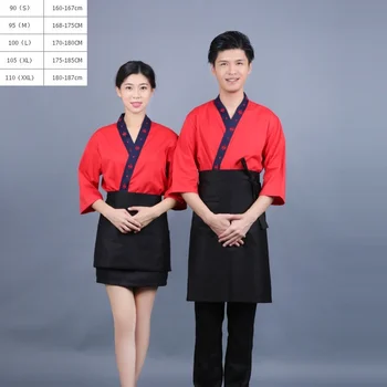 

(10sets-Hat-Apron-Shirt)High-grade comfortable work clothes chef Shou servo Korean cuisine Japanese Restaurant kimono clothing