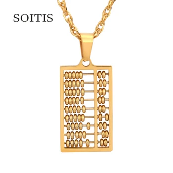 

SOITIS Stainless Steel 316L Abacus Necklace 3 Sizes Ancient China Counting-frame Necklaces Pendants Statement Jewelry Men Women
