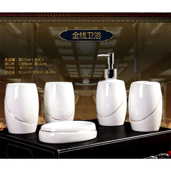 

NEW Bathroom Accessories Set European Bathroom Sanitary Ware Ceramic Personalized Wedding Gift Painted Home & Garden 5pcs set