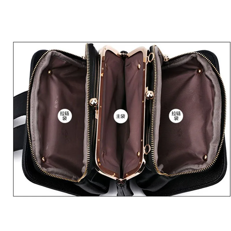 Женская сумка мессенджер с тремя карманами и защитой от кражи|mini crossbody|leather shoulder
