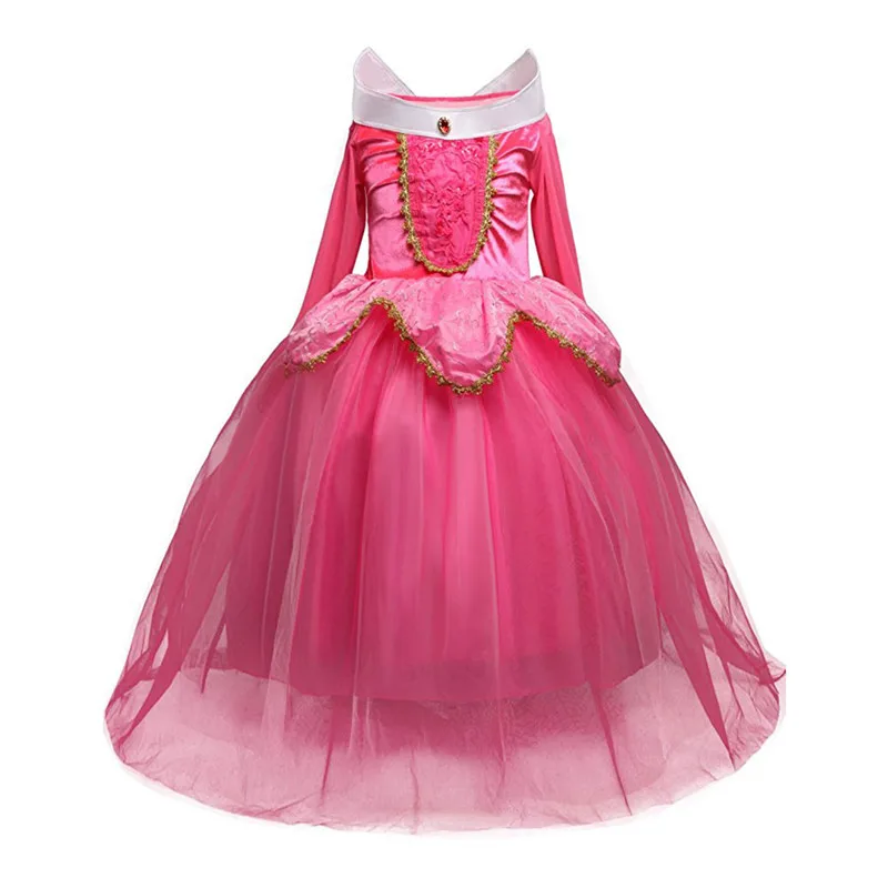 Пышное вечернее платье на Хэллоуин; платье принцессы Спящей красавицы; Одежда для девочек; Детские нарядные платья для девочек; вечерние платья для костюмированной вечеринки - Цвет: Rose Red