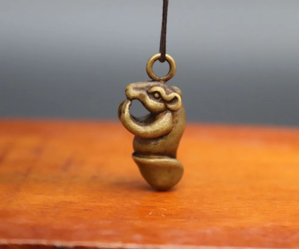 4 CM Pure Bronze Chinese Zodiac Animal Mouse Rat Mice Statuette Amulet Pendant 