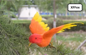 

small simulation wings bird model foam&furs lifelike orange&yellow bird doll gift about 12cm xf0621