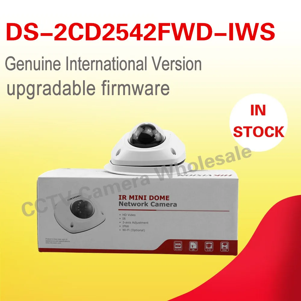 

In stock Free shipping English version DS-2CD2542FWD-IWS two-way audio 4MP WDR mini WIFI dome network camera wireless with mic