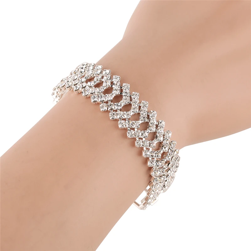 Elegant Rhinestones Women Wedding Bracelets & Bangles Jewelry Luxury