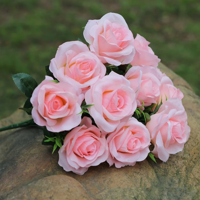 11 Heads Rose Bouquet Artificial Red Rose Bouquet Flower Silk Fake