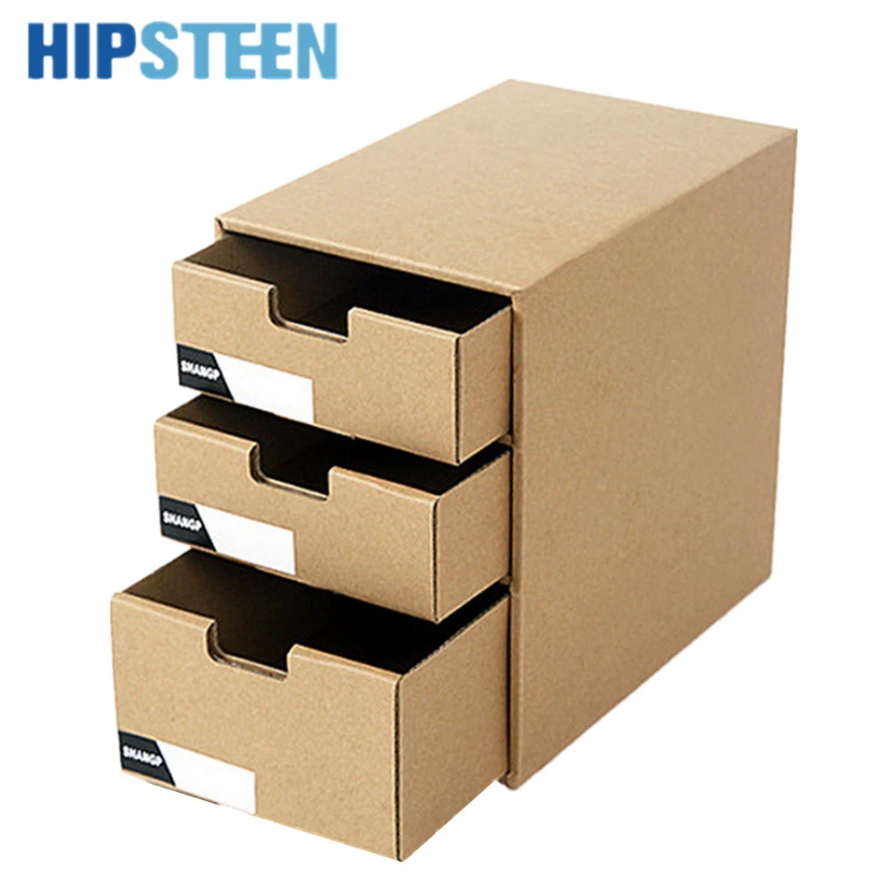 

HIPSTEEN Paper Drawer Type Sundries Storage Box Office Study Desktop Books Documents Organizer Box - Khaki