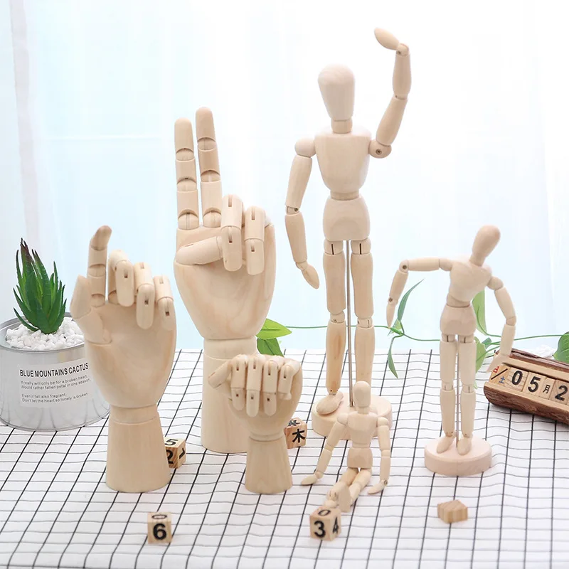 

7/10/12 Inches Tall Wooden Hand Drawing Sketch Mannequin Model Wooden Mannequin Hand Movable Limbs Human Artist Model A059&30
