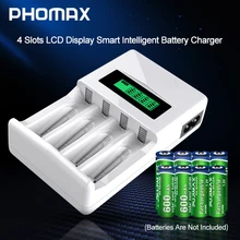 PHOMAX LCD-004 Бытовая батарея зарядное устройство дисплей с 4 слотами интеллектуальное зарядное устройство для AA/AAA NiCd NiMh перезаряжаемые батареи