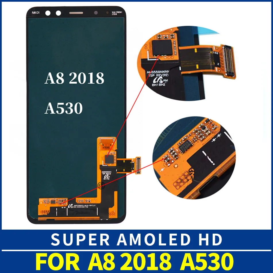 Высококачественный дисплей Super AMOLED для SAMSUNG Galaxy A8 2018 LCD A530 A530F A530DS A530N сенсорный