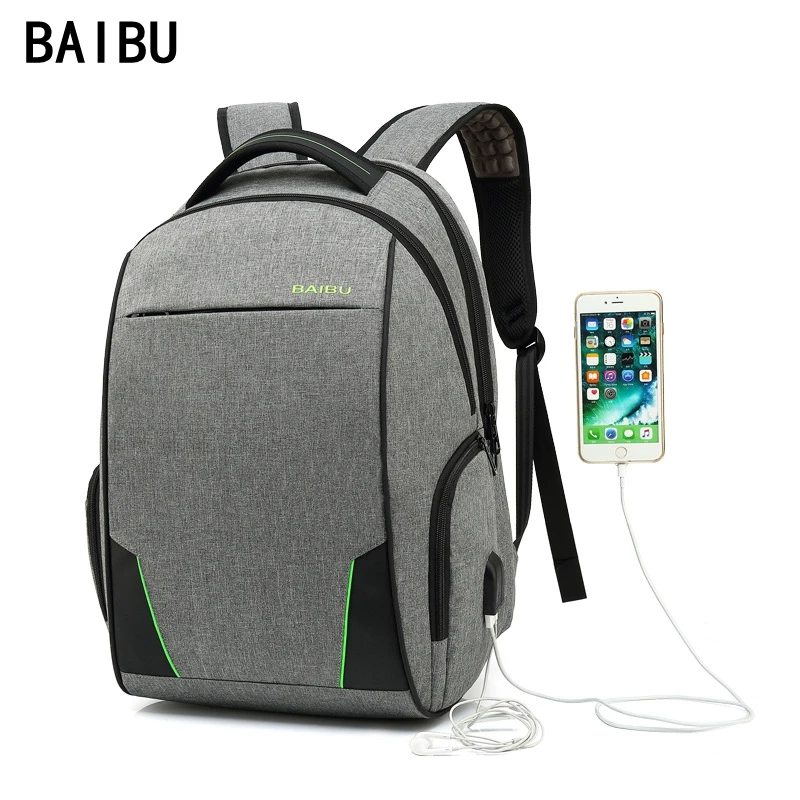 

BAIBU Men Multifunction Anti theft 15.6 Laptop Backpacks Waterproof USB Charge women High capacity Leisure Travel Backpack