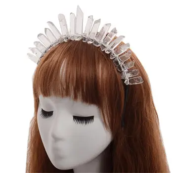 

Handmade Crystal Natural Stone Hair Bands Rock Crystal Headbands Girls Tiara Stone Hair Accessories Crown Party