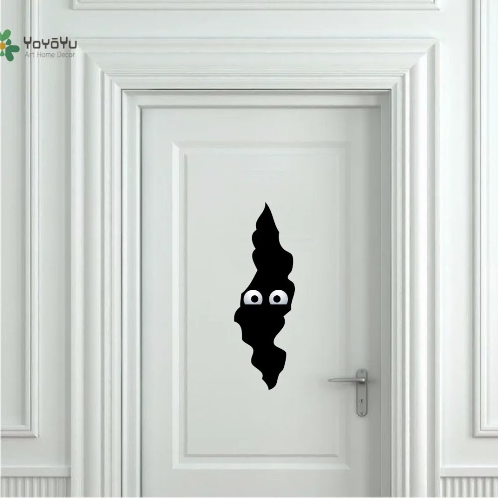 

YOYOYU Vinyl Wall Decal The Eyes In The Gap Cute Monster Funny Door Glass Mirror Interior Decoration Stickers FD490