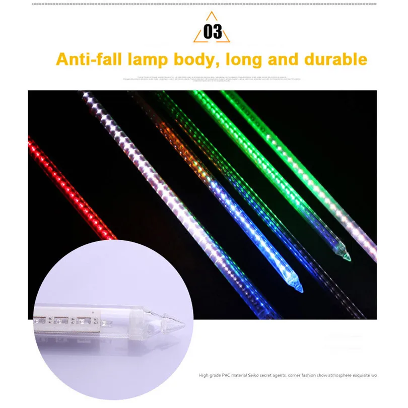 New  Light Strip Party LED Lights Meteor Shower Rain Snowfall Xmas Tree Garden Outdoor Party Decoration Lighting #3J01 (17)